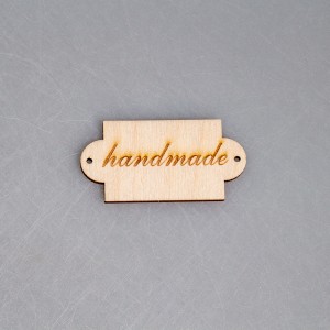 Деревянная бирка с надписью "hand made" (прямоугольная)