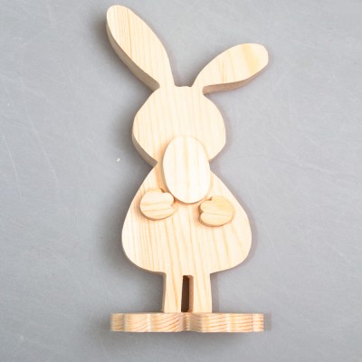 Деревянная пиленная фигурка "Пасхальный кролик с яйцом"