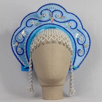 Кокошник "Венец" взрослый (голубой с сине-серебристой окантовкой)