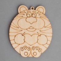 Фигурка-подвес плоская из фанеры "Тигр с сердечком"