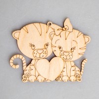 Фигурка-подвес плоская из фанеры "Тигрята - веселые ребята" 