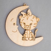 Фигурка-подвес плоская из фанеры "Тигруша на луне"