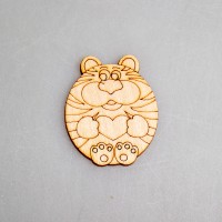 Заготовка для значка из фанеры "Тигр с сердечком"