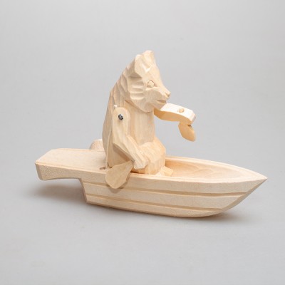 Богородская игрушка  "Медведь на лодке"