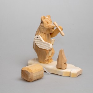 Богородская игрушка  "Медведь с гантелями"
