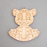 Фигурка-подвес плоская из фанеры "Сидящий тигренок"
