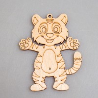 Фигурка-подвес плоская из фанеры "Веселый тигренок-1"