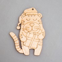 Фигурка-подвес плоская из фанеры "Тигренок с подарком"