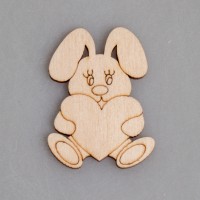 Заготовка для значка из фанеры "Милый зайчик с сердечком"