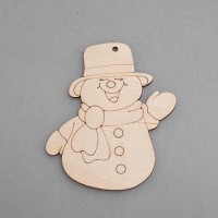 Фигурка-подвес плоская из фанеры "Весёлый снеговичок"