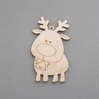 Фигурка-подвес плоская из фанеры "Олененок с колокольчиком"