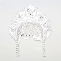 Кокошник "Фантазия" детский (белый с серебристой окантовкой)