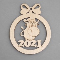 Шар подвес из фанеры "Бык - 2021 год"