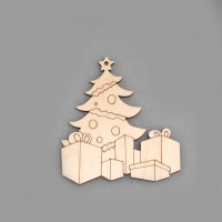 Фигурка-подвес плоская из фанеры "Новогодняя ёлка с подарками"