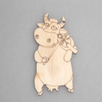 Фигурка-подвес плоская из фанеры "Корова со скрипкой"