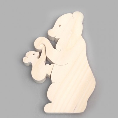 Деревянный пазл "Медведица с детенышем"