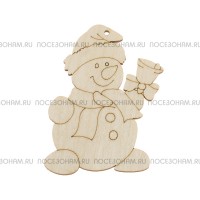 Фигурка плоская (подвес) "Веселый снеговик с колокольчиком"