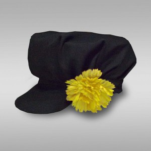 Картуз мужской русско-народный (креп-сатин) черный с желтым цветком