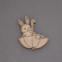 Заготовка для значка из фанеры "Кролик в зонтике"