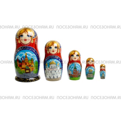 Матрешка 5-ти кукольная (авторская) "Виды Москвы"