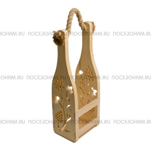 Короб деревянный под бутылку шампанского с веревкой (перфорированная декорация)