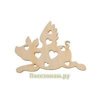 Фигурка из фанеры плоская (подвес) "Свинка-пегасик" (сердечки)