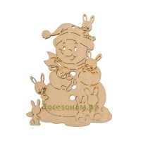 Фигурка из фанеры плоская (подвес) "Снеговик с зайчиками"