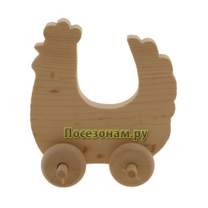 Деревянная игрушка "Курочка" на колесиках
