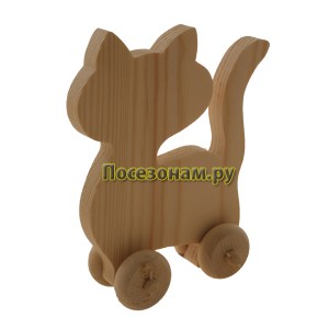 Деревянная игрушка "Кошка-1" на колесиках