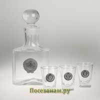 Набор для водки с графином (4 предмета) с накладками из олова "СССР"