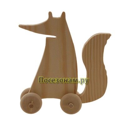 Деревянная игрушка "Лиса" на колесиках