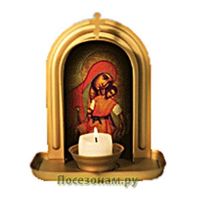 Икона с подсвечником "Чудо Киот" Божьей Матери (Милостивая Киккская)