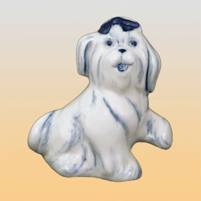 Скульптура "Собака Болонка" (гжель)