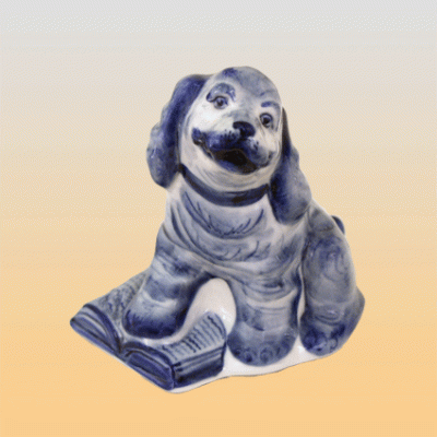 Скульптура "Собака спаниель" (гжель)