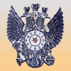 Часы «Двуглавый орел» (гжель)