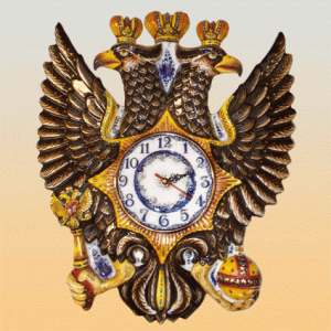 Часы «Двуглавый орел» краски (гжель)