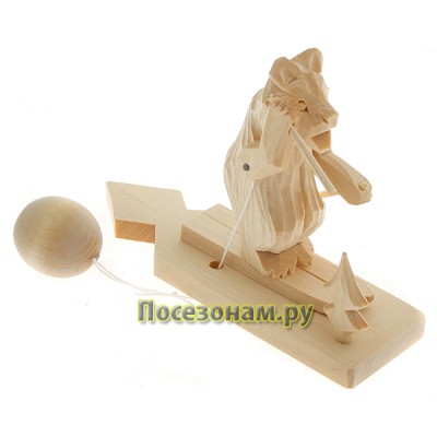 Богородская игрушка  "Медведь катается на лыжах"
