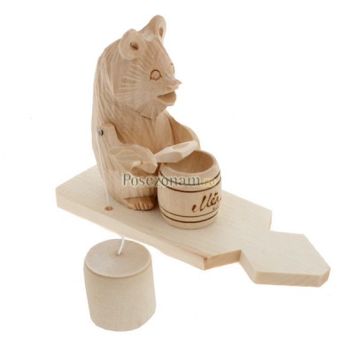 Богородская игрушка  "Медведь с бочонком меда"