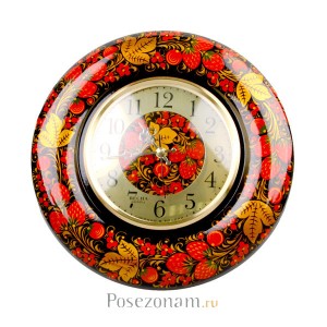 Часы настенные "Весна" клубника (хохлома)