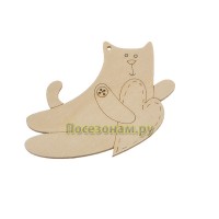 Фигурка из фанеры подвес с контуром (Кот с сердечком)