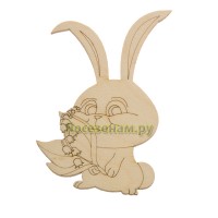 Фигурка из фанеры подвес с контуром (Зайка с ландышами)